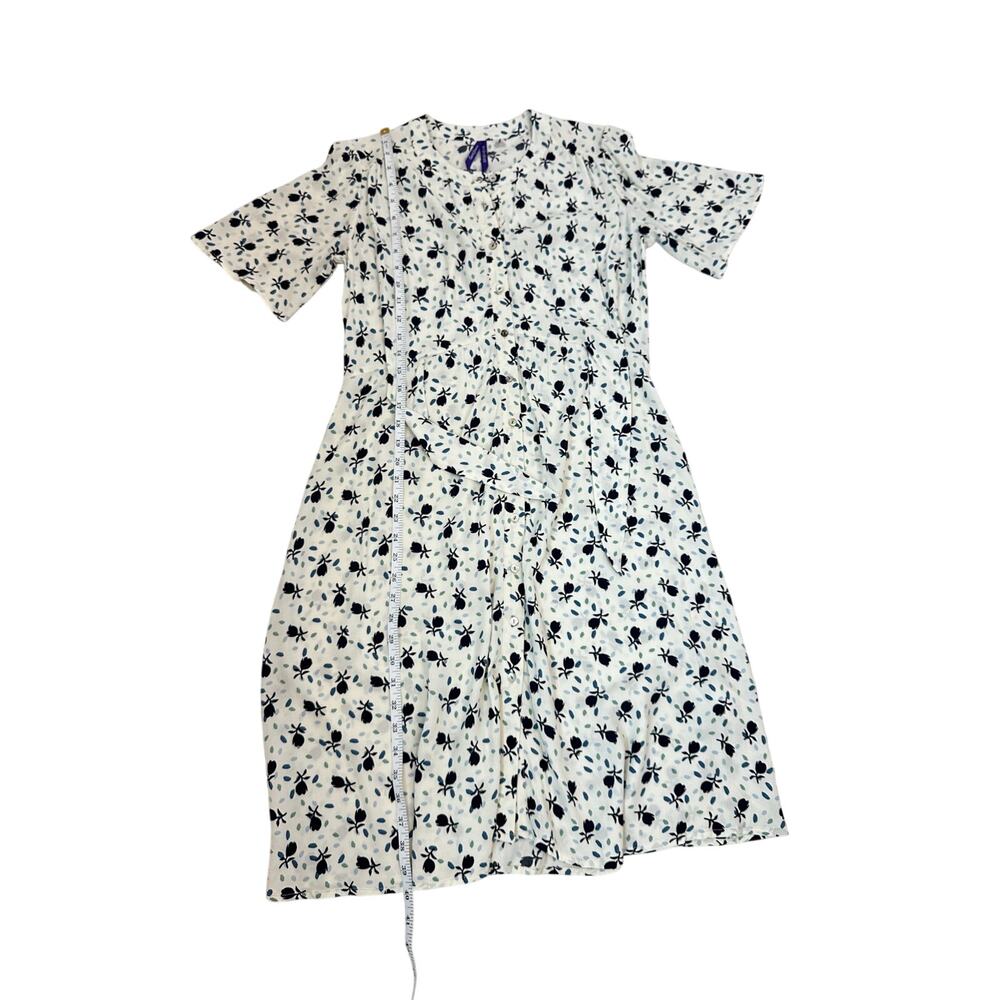Seraphine Maternity Floral Tie Front Midi Dress White Green Black Size 2 - Picture 11 of 11